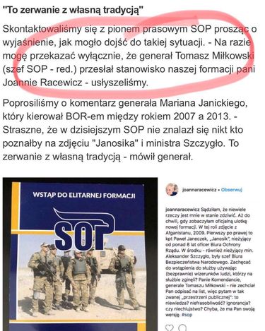 Elitarna formacja wojskowa reklamuje swoje szeregi zdjęciem z nieżyjącym mężem Joanny Racewicz i ministrem Szczygło