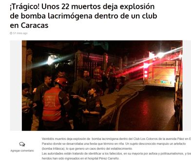 Wybuch w klubie w Wenezueli. Zdetonowano bombę z gazem łzawiącym