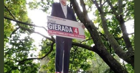 Wybory parlamentarne 2019. "Powieszono" baner Artura Gierady. Poseł KO reaguje