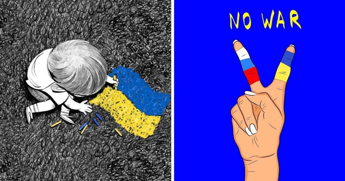 19 poruszających ilustracji, które są odpowiedzią artystów na zbrojną napaść Rosji na Ukrainę