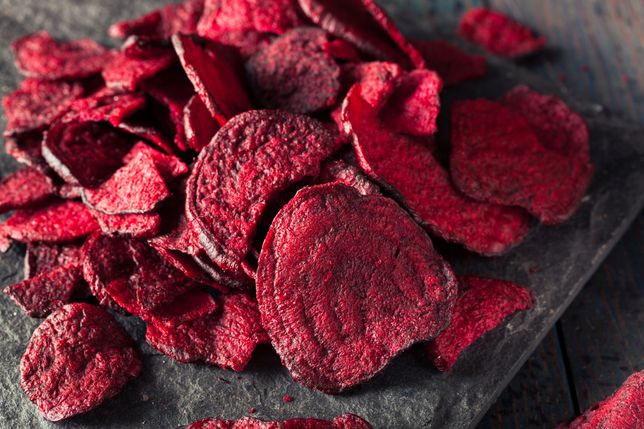 Healthy Purple Baked Beet Chips with Sea Salt 