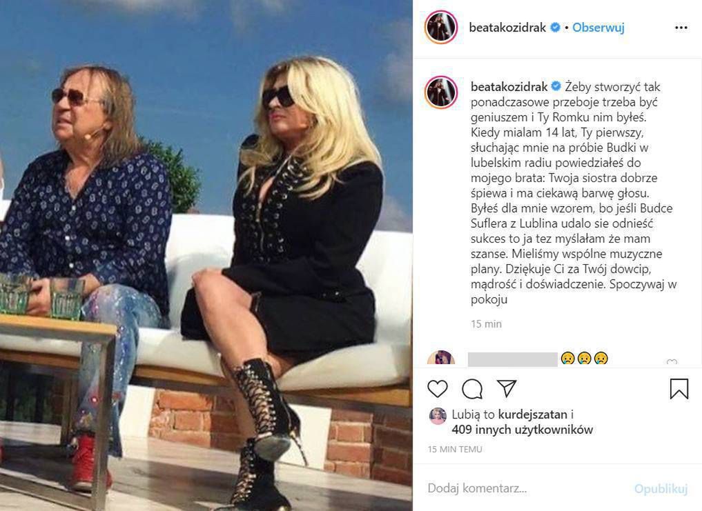 Beata Kozidrak - gwiazdy żegnają Romualda Lipko