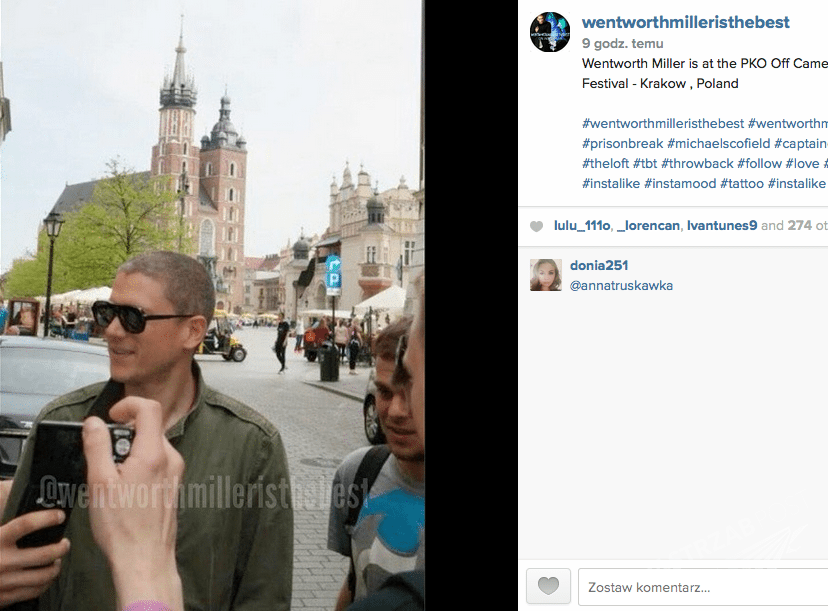 Wentworth Miller w Polsce na krakowskiej starówce