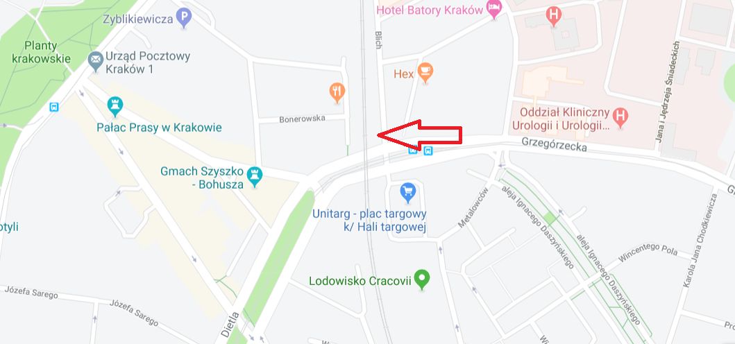 Na mamie zaznaczono miejsce znalezienia niewybuchów w Krakowie 