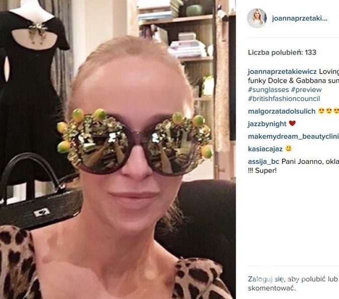 Joanna Przetakiewicz w okularach Dolce & Gabbana wiosna-lato 2016 (fot. Instagram)