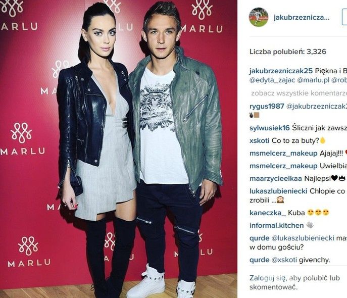 Kuba Rzeźniczak z dziewczyną Edytą Zając (fot. Instagram)