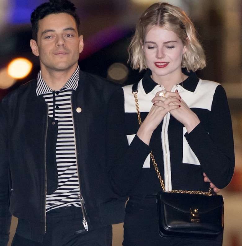 Rami Malek z partnerką po nagraniu programu Jimmy Kimmel Show