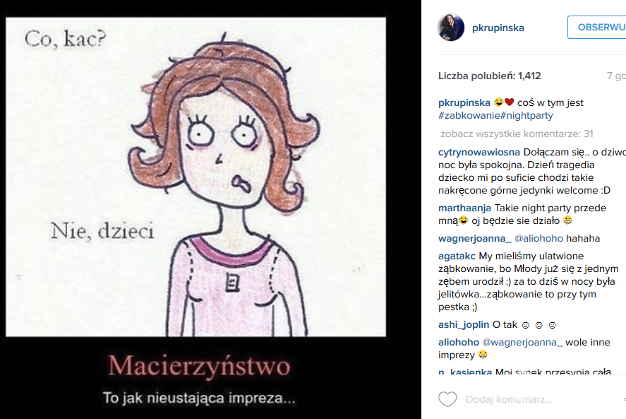 Zdjęcie Pauliny Krupińskiej na Instagramie
