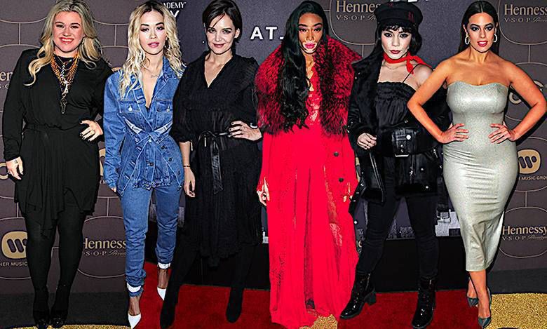 Gwiazdy imprezują przed rozdaniem Grammy 2018: Kelly Clarkson, Rita Ora, Vanessa Hudgens, Katie Holmes