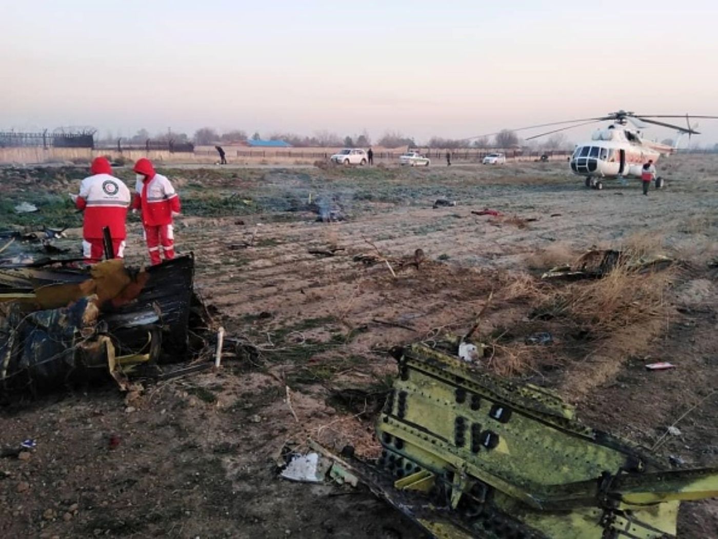 Zdjęcie z miejsca katastrofy samolotu ukraińskich linii lotniczych