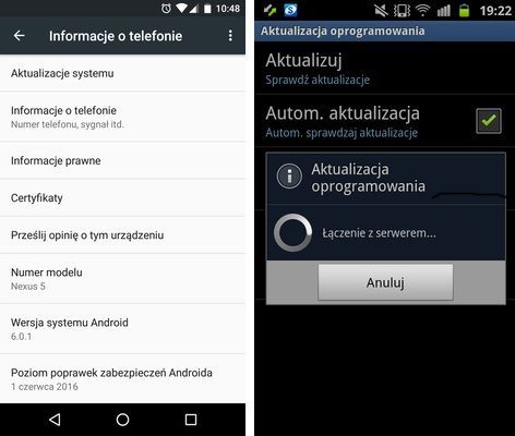 proces aktualizacji androida w toku 
