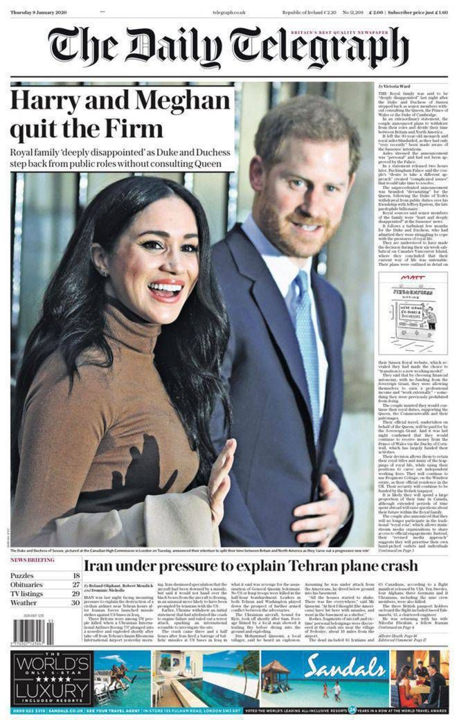 Meghan Markle i książę Harry na okładce Daily Telegraph