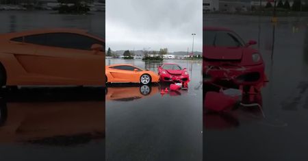 Kosztowny wypadek. Ferrari F430 zderzyło się z Lamborghini Gallardo