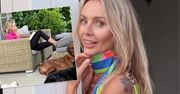 Agnieszka Woźniak-Starak wypoczywa na tarasie. Ten zalany zielenią zakątek, to mały raj