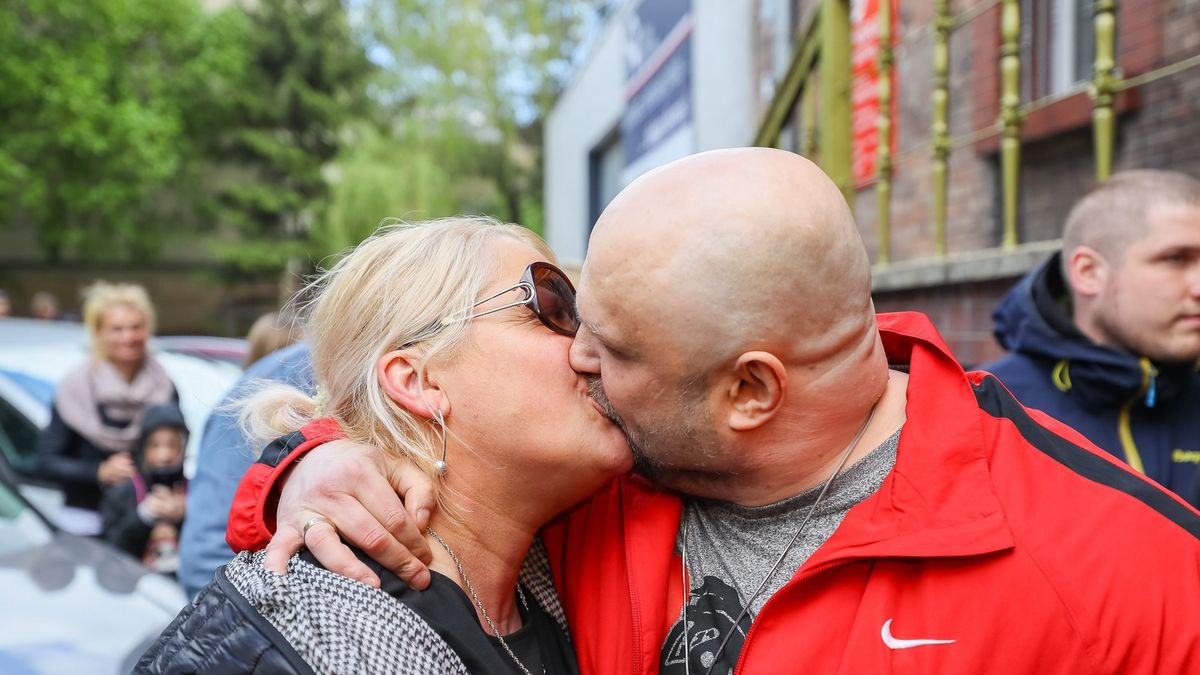 Arkadiusz Kraska tuż po wyjściu z więzienia