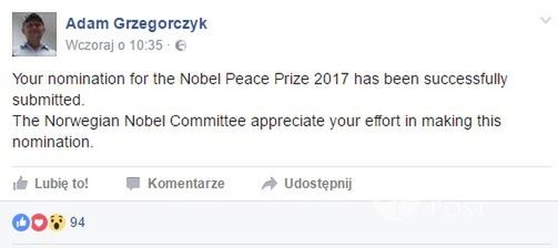 Adam Grzegorczyk zgłosił kandydaturę WOŚP do Nagrody Nobla