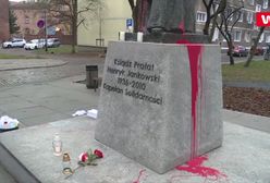 Pomnik prałata Jankowskiego oblany farbą. Na tym jednak nie koniec