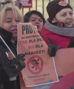 Protest kupców z Marywilskiej 44. Okrzyki "precz z wyzyskiem" przed ratuszem