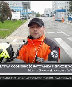 Marcin Borkowski do rannych dojeżdża na skuterze w 4 minuty
