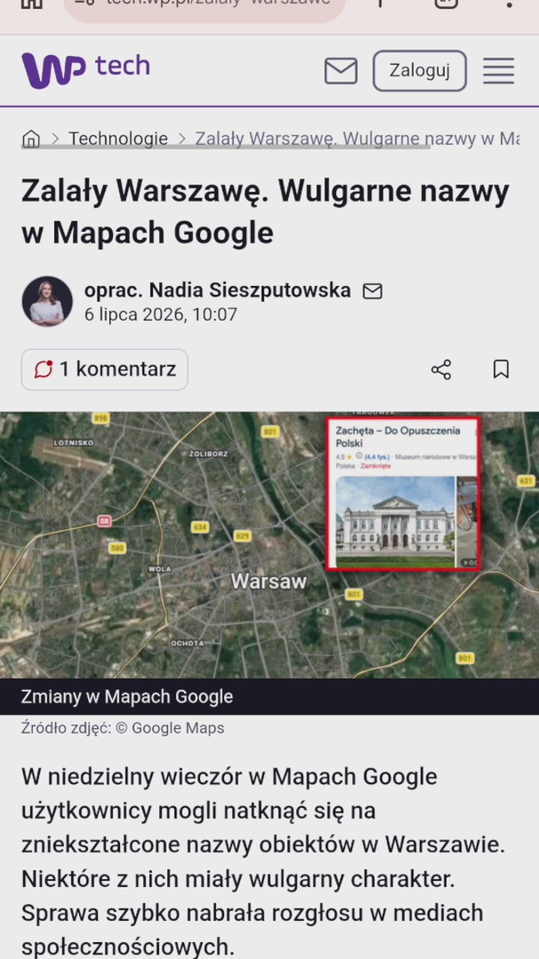 Wulgarne zmiany w Mapach Google
