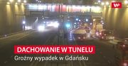 Dachowanie w tunelu. Groźny wypadek w Gdańsku