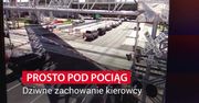 Prosto pod pociąg. Dziwne zachowanie kierowcy