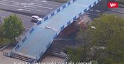 Zahaczył o kładkę. Nagranie z wypadku w Lubinie