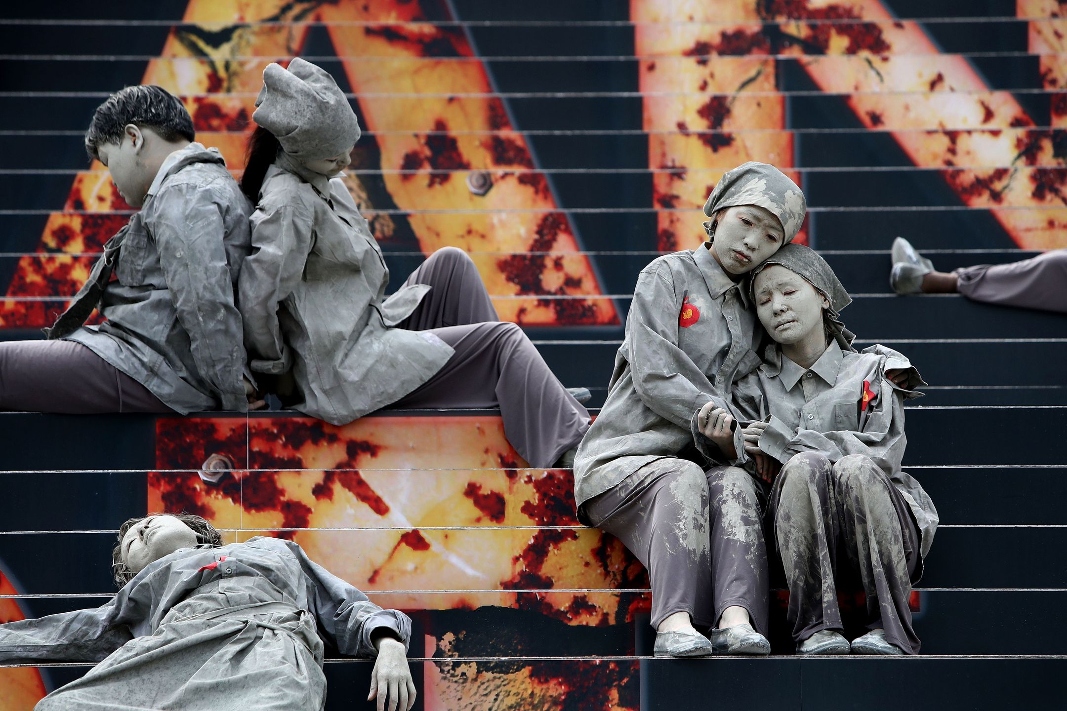 <<enter caption here>> during the performance to commemorate the 70th anniversary of Jeju Uprising on April 3, 2018 in Jeju, South Korea. Approximately 300 people participated in the performance to pay respect to the victims of Jeju Uprising, the clash between South Korean government under the control of United Nation Temporary Commission on Korea and the guerrilla fighters of South Korean Labor Party which was ruling the Jeju Island in 1948, which is said to have killed tens of thousand of people. 