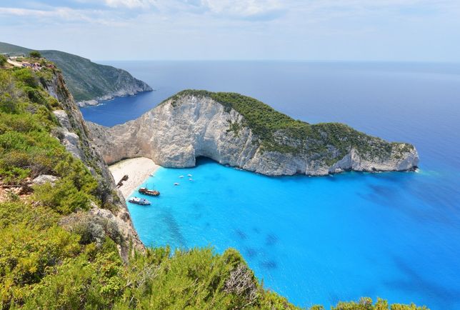 Navagio beach in greece island Zakynthos 