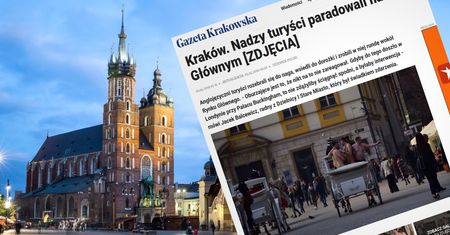 Goło i wesoło. Tak się bawili turyści na krakowskim rynku