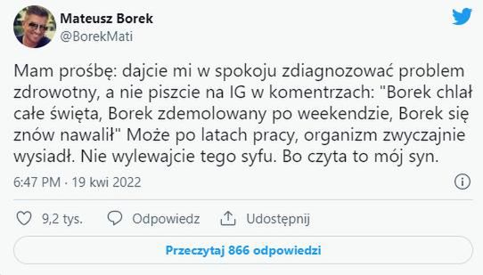 Mateusz Borek odpowiada na oskarżenia fanów