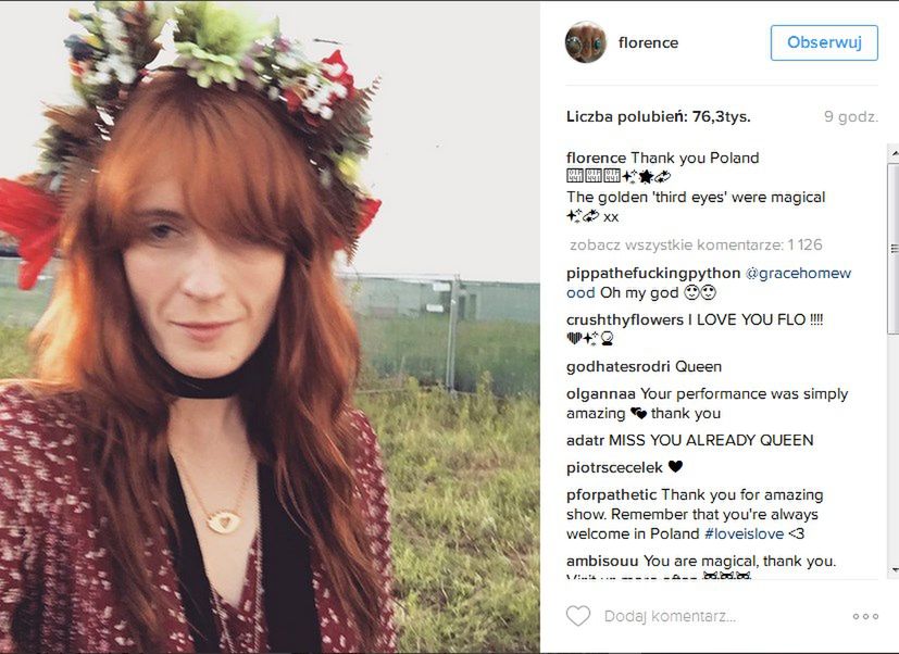 Florence Welch na Openerze 