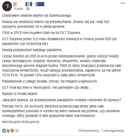 Policja wzywa na świadków pasażerów OLT Express 