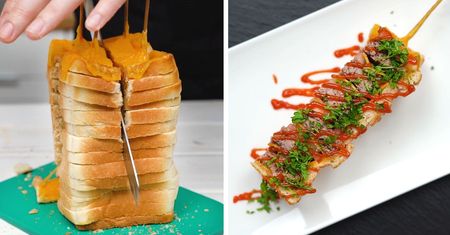 Piętrowy burger z chleba tostowego - stworzony do dzielenia