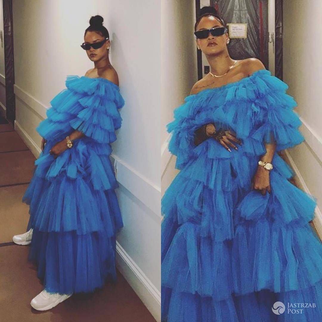 Rihanna w błękitnych tiulach