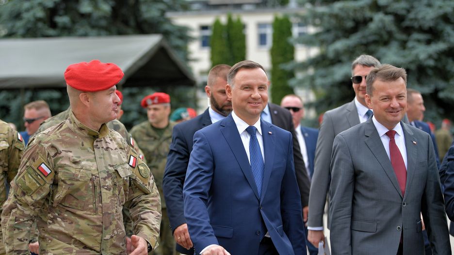 Andrzej Duda i Mariusz Błaszczak na Święcie Żandarmerii Wojskowej