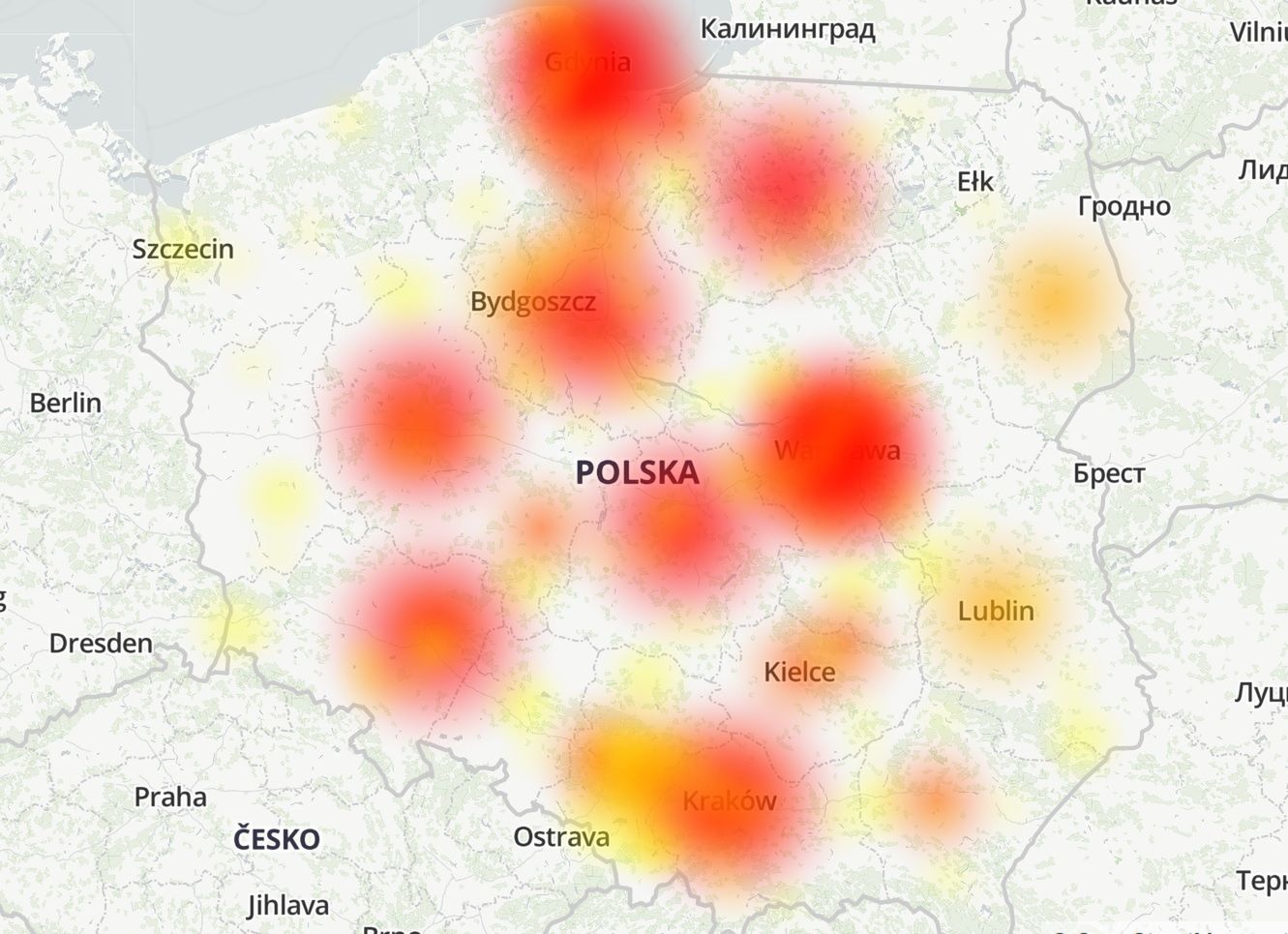 Mapa awarii w Banku Millennium