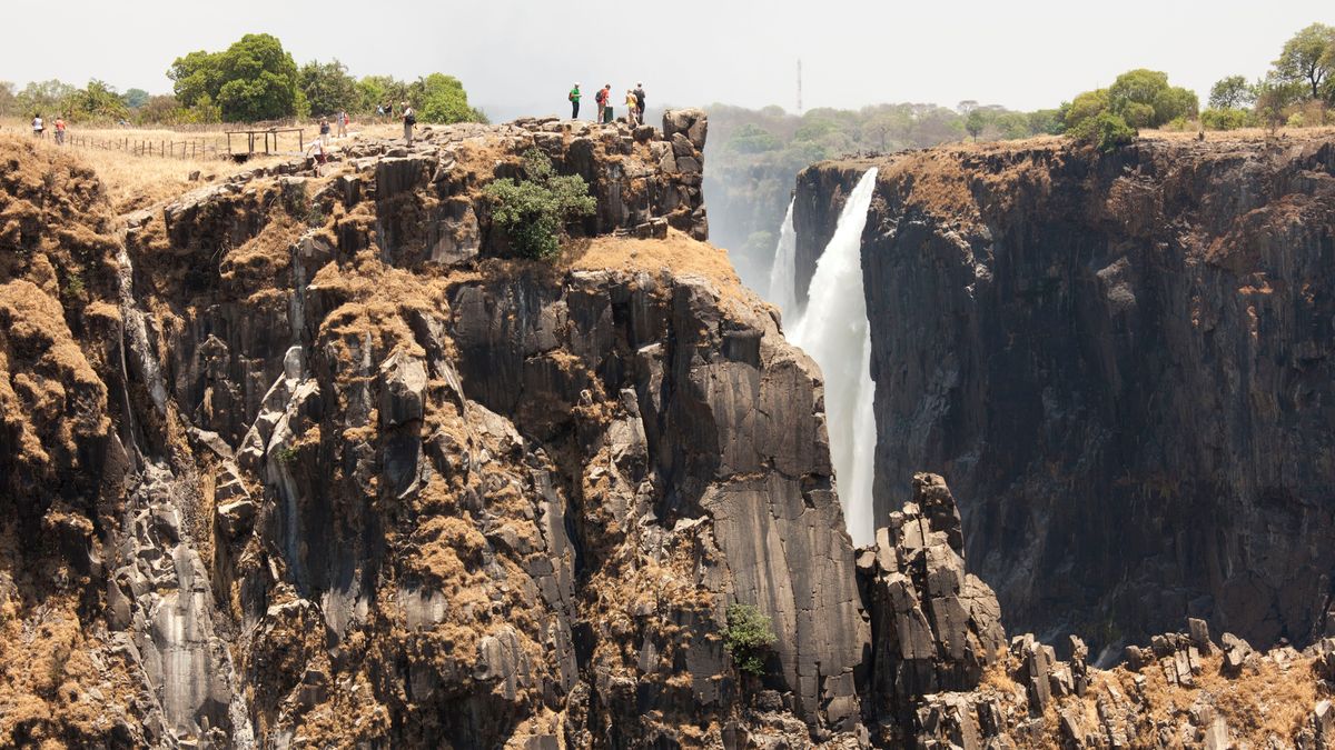 Victoria Falls eastern cataract Mosi-oa-Tunya in dry season Livingstone, Zambia