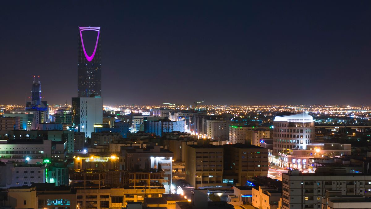 Riyadh Skyline Night Top View