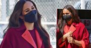 Meghan Markle podbija Nowy Jork w bordowej stylizacji. Za sam płaszcz zapłaciła fortunę