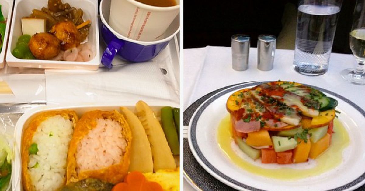 Zobacz, jak bardzo różnią się obiady pomiędzy klasą ekonomiczną a biznesową w samolotach.