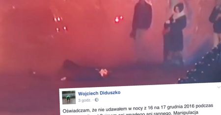 Mężczyzna, który w trakcie piątkowych protestów położył się na jezdni "nieprzytomny" wydał oświadczenie. Tak się tłumaczy