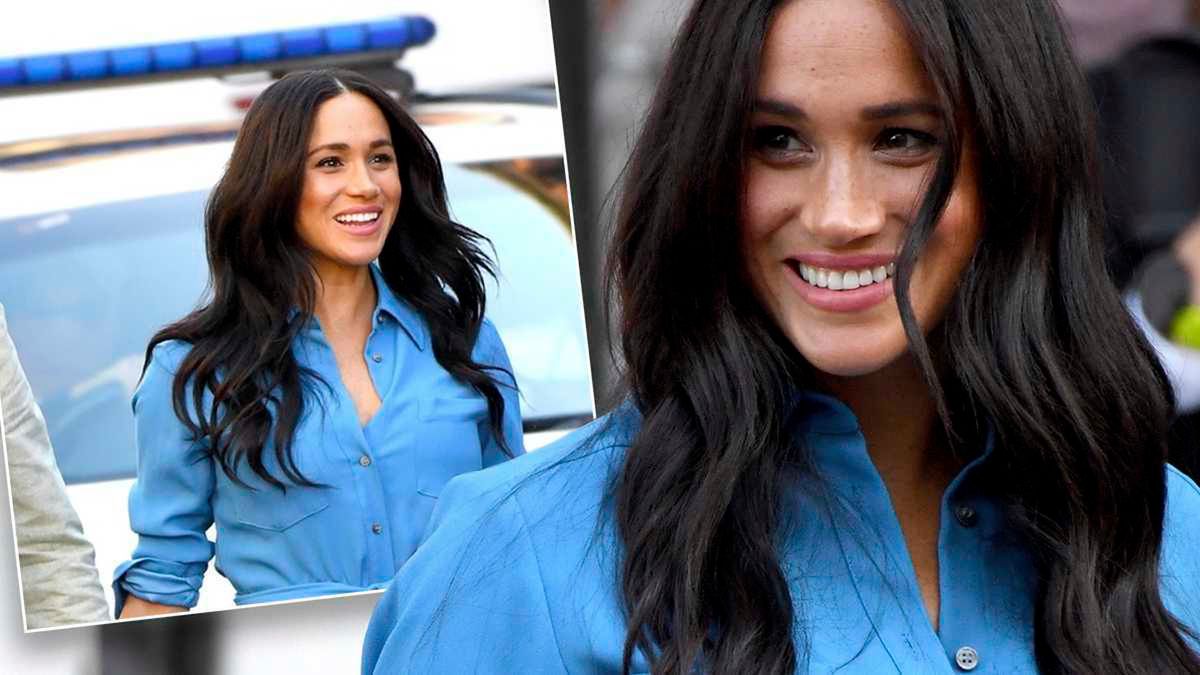 Meghan Markle niebieska sukienka RPA