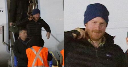 Zrelaksowany książę Harry wyłania się z samolotu w Kanadzie. Wygląda na szczęśliwego z powodu "Megxitu"? (FOTO)