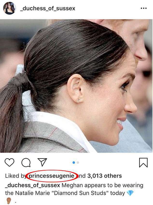 Księżniczka Eugenia polubiła zdjęcie na stronie fanów Meghan Markle