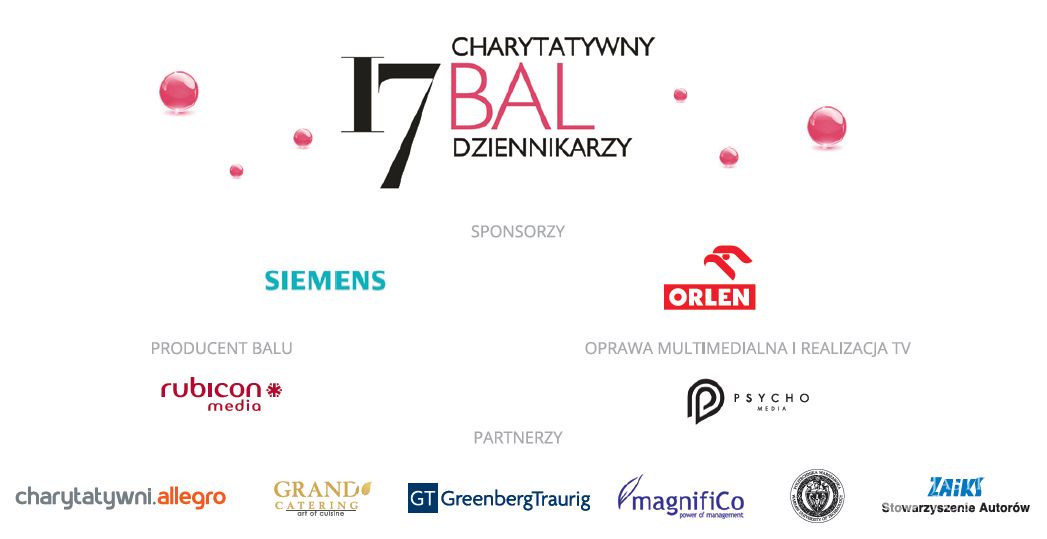 Plansza sponsorska - XVII Charytatywny Bal Dziennikarzy