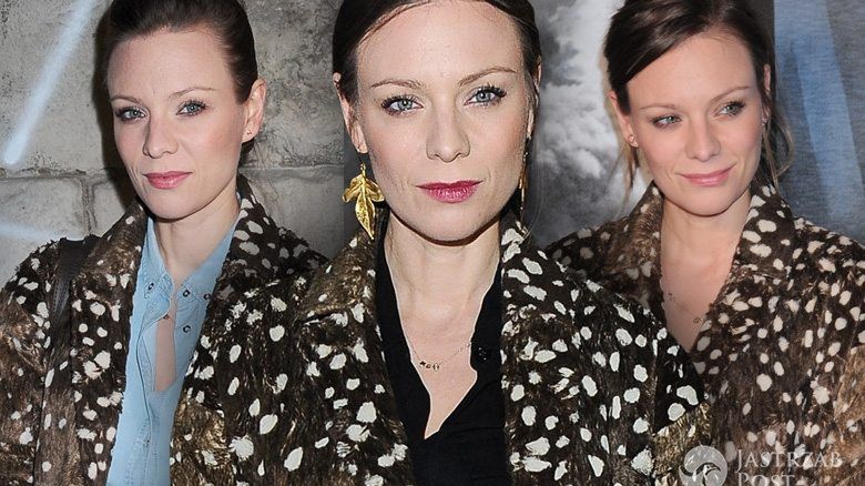 Magdalena Boczarska w brązowym płaszczu z kolekcji Topshop