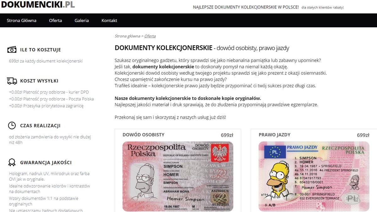 Strony oferujące dowody kolekcjonerskie w piątek powinny zniknąć z sieci. Wciąż jednak można je znaleźć bez większego problemu