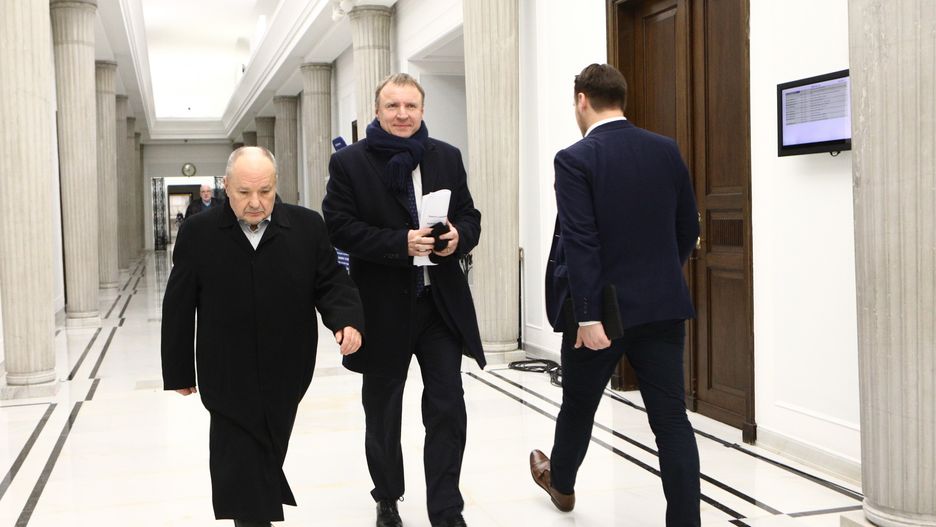 Maciej Łopiński i Jacek Kurski w Sejmie.