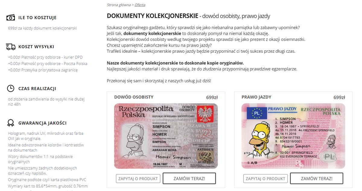 Dowody kolekcjonerskie. Nielegalne od lipca. W sieci można je kupić bez problemu